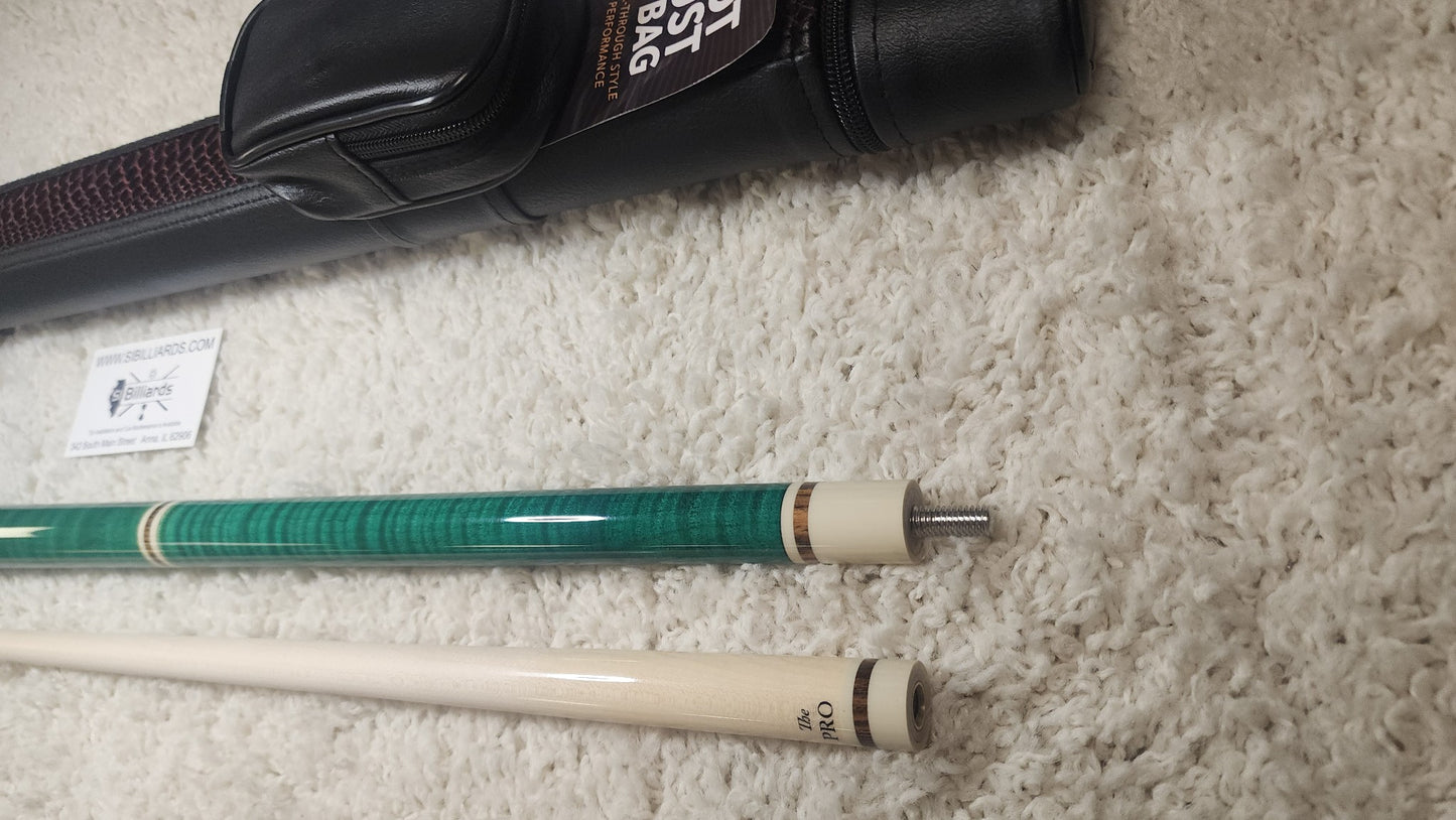 Meucci ANW-1 Green Stained Pool Cue w/ Pro Shaft & Free Hard Case!