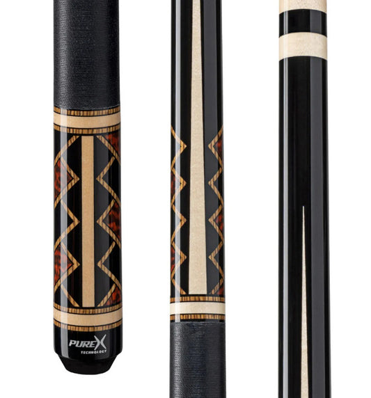 Pure X Pool Cue 12.75mm Shaft Bocote Thuya Burl Black Linen Wrap񎟿