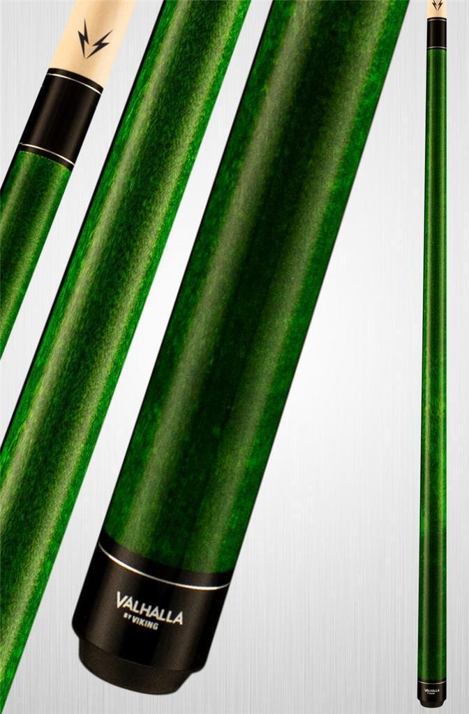 Valhalla VA105 Pool Cue 58 Inch Hard Rock Maple Green 3 Silver Rings
