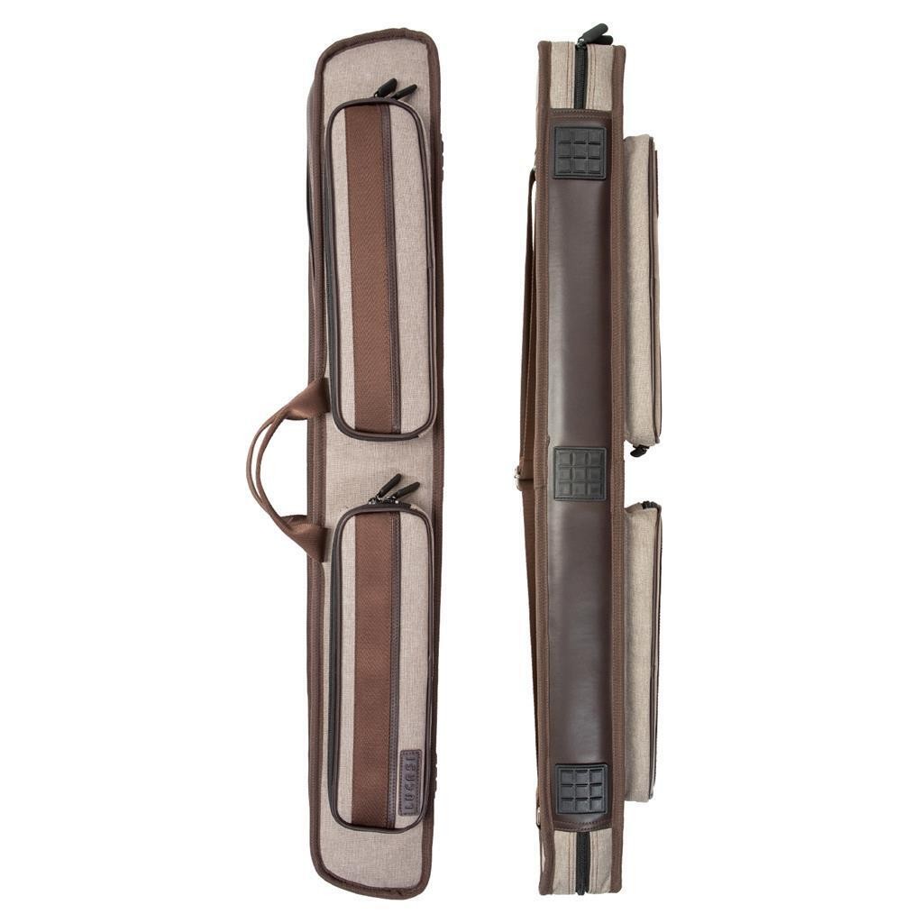 Lucasi DUO 2x4 Soft Pool Cue Case - Brown Leather, Free Shipping USA