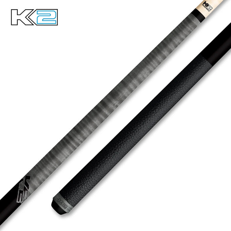 K2 Pool Cue KLCGY Grey Leather Wrap 12.5MM Low Deflection Playing Cue