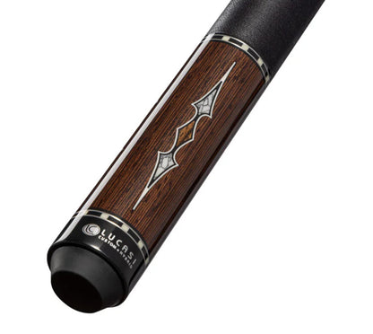 Lucasi LZC61 Pool Cue Black Palm Bocote White Recon Linen Wrap Cue