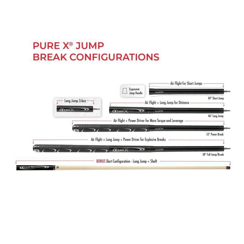 Pure X HXT-P1 4-Piece Jump Break Pool Cue Black XLG Phenolic Tip