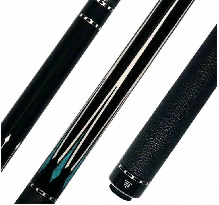 Triple Sixty Carnivale CN1 Pool Cue Ebony Turquoise Inlays Leather Wrap