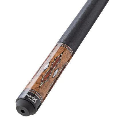 PureX Coffee Stained Maple &amp; Cocobolo/White Points Cue with Black Linen  HXTE17