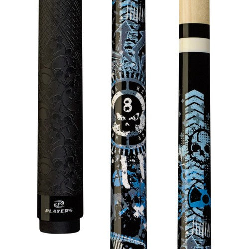 Players D-GFB Anarchy Blue Sport Grip Cue with Lifetime Guarantee, Free Shipping
