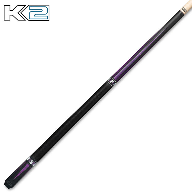 K2 Pool KL170 Cue Matte Black, Purple Curly Point Design W/ K2 LD 11.75MM Shaft!