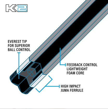 K2 Pool Cue Pink Smoke Matte 12.5mm Low Deflection Shaft for Precision Play