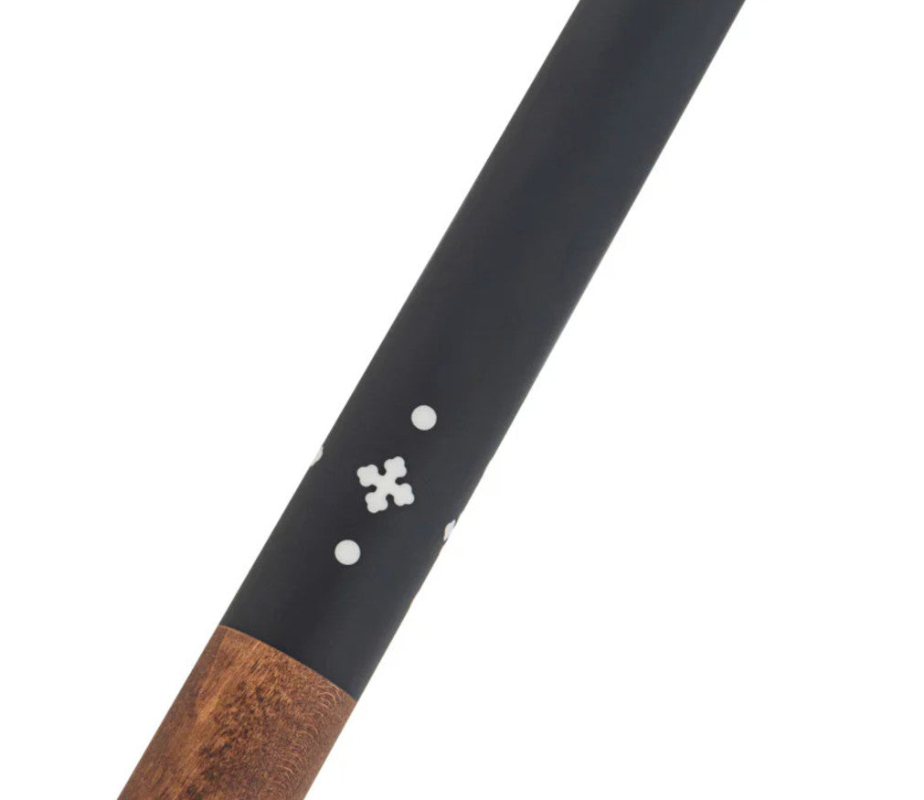 Lucasi LZC58 Custom Walnut Curly Maple &amp; Matte Black/Imitation Bone Wrapless Cue