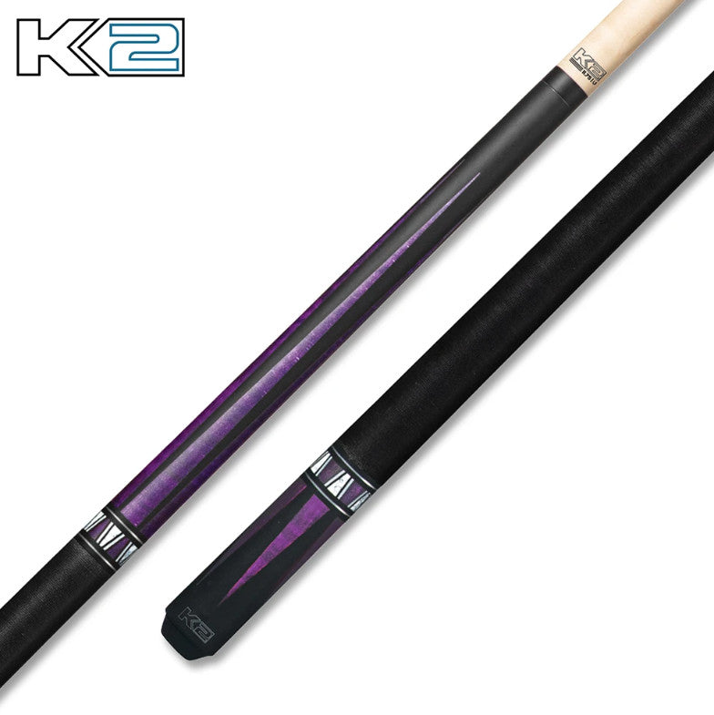 K2 Pool KL170 Cue Matte Black, Purple Curly Point Design W/ K2 LD 11.75MM Shaft!