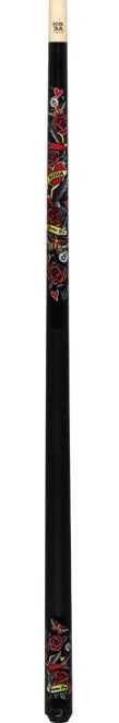 Koda Sports KDV20 Pool Cue 19oz Black Eightball Rose Graphic 12.5mm Tip
