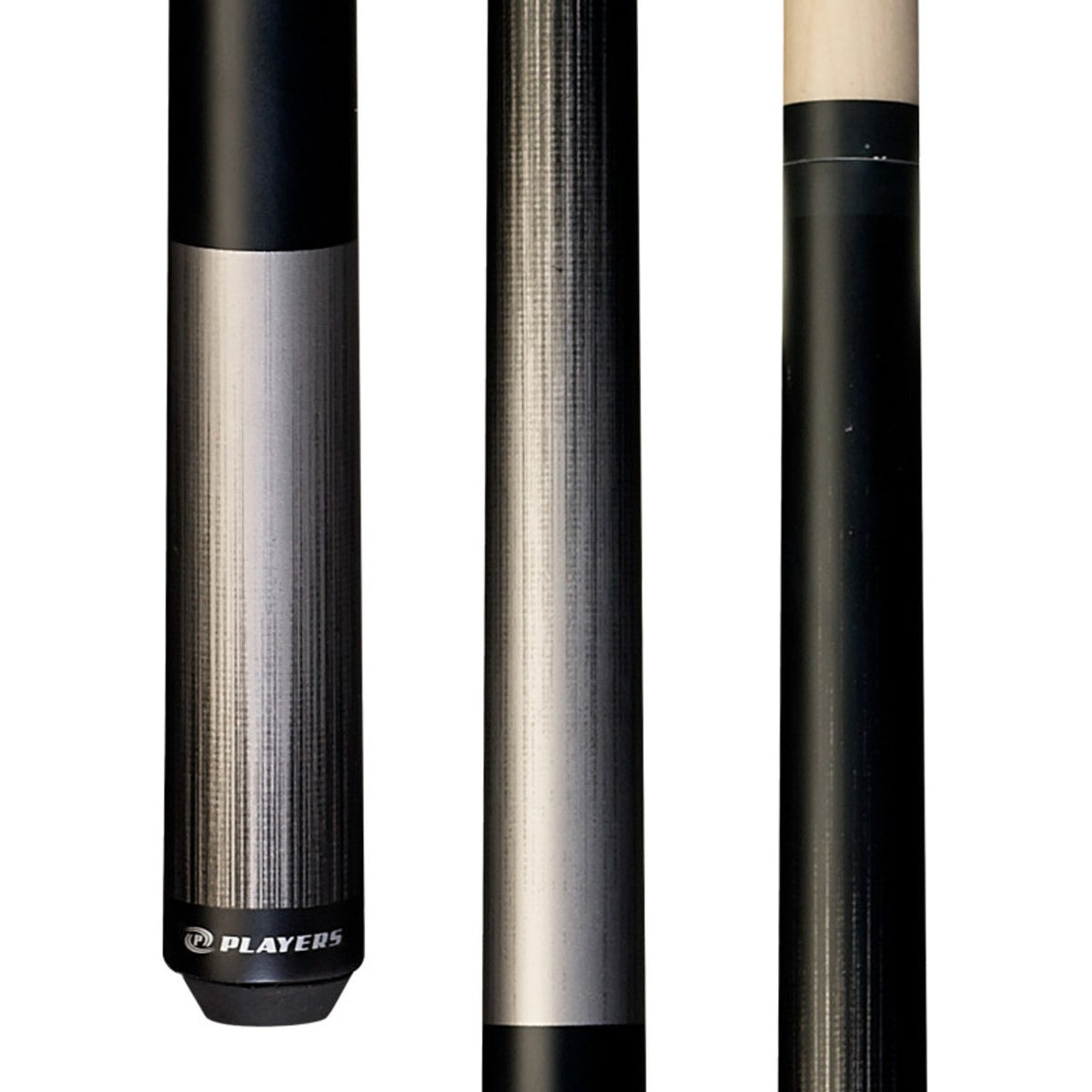 Players Sonic Silver Matte Wrapless Pool Cue C701 - High-Impact Ferrule, 15" Tap