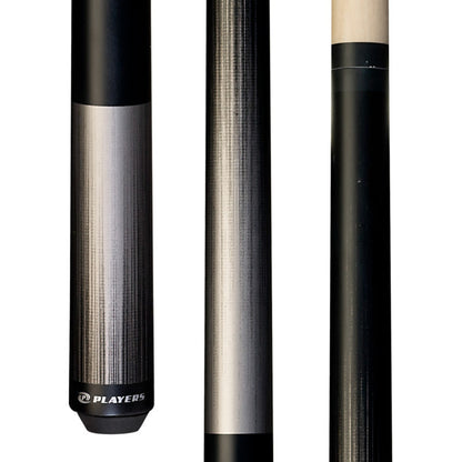 Players Sonic Silver Matte Wrapless Pool Cue C701 - High-Impact Ferrule, 15" Tap