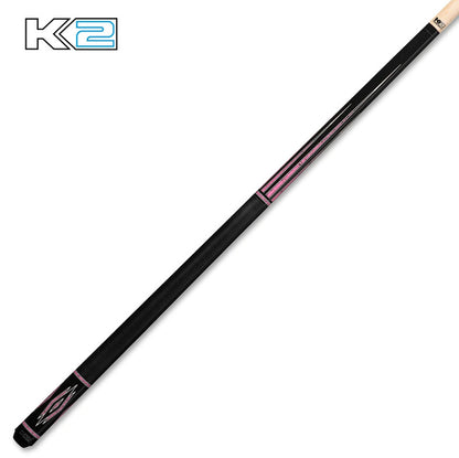 K2 Pool Cue KL140 Gloss Black, Pink Marcota Points W/ K2 LD 12.5MM Shaft!