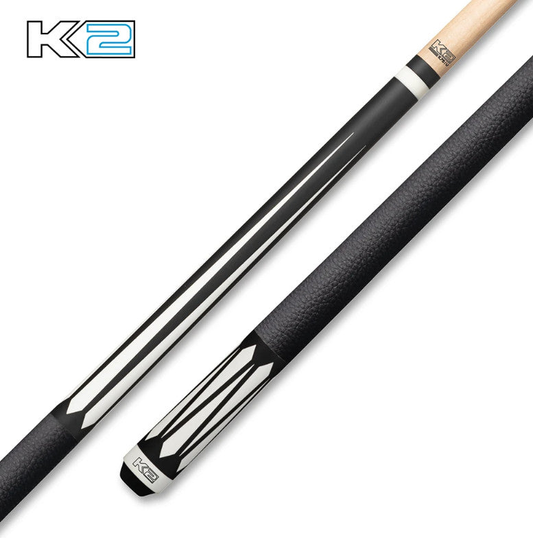 K2 Pool Cue KL191 Matte Black and White Floating Design W/ K2 LD 12.5MM Shaft!