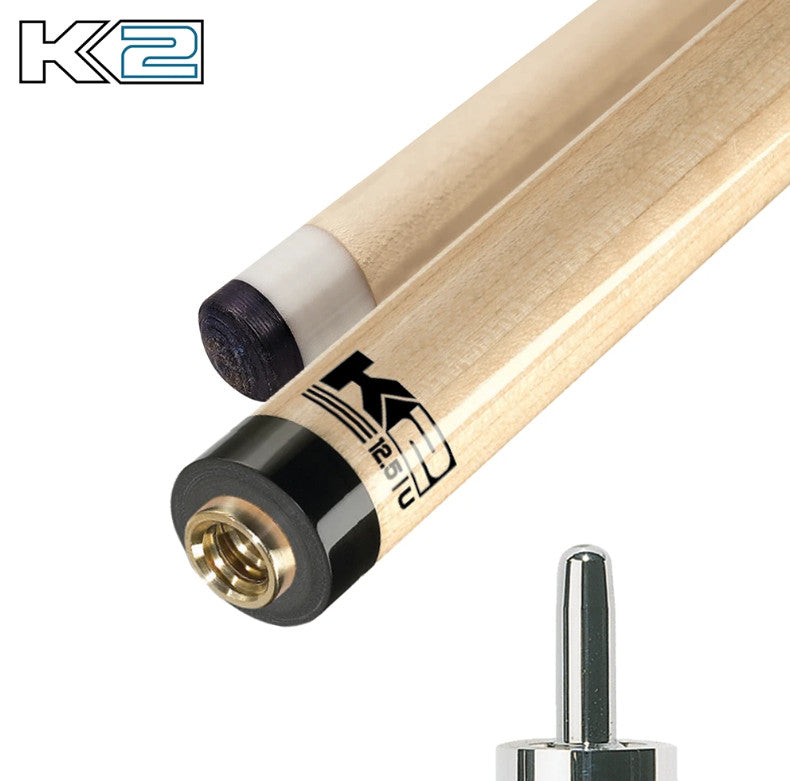 K2 KLB10 Pool Cue Matte Black with White, 12.5MM Low Deflection Shaft