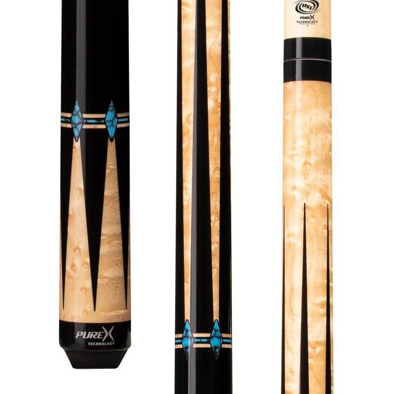 PureX HXTE13 Pool Cue Stick Birdseye Maple Lacewood Wrapless Kamui Black