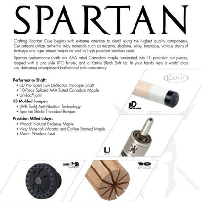 Spartan SPR05 Pool Cue Birdseye Maple No Wrap 12.75 mm Shaft! Free Shipping!!