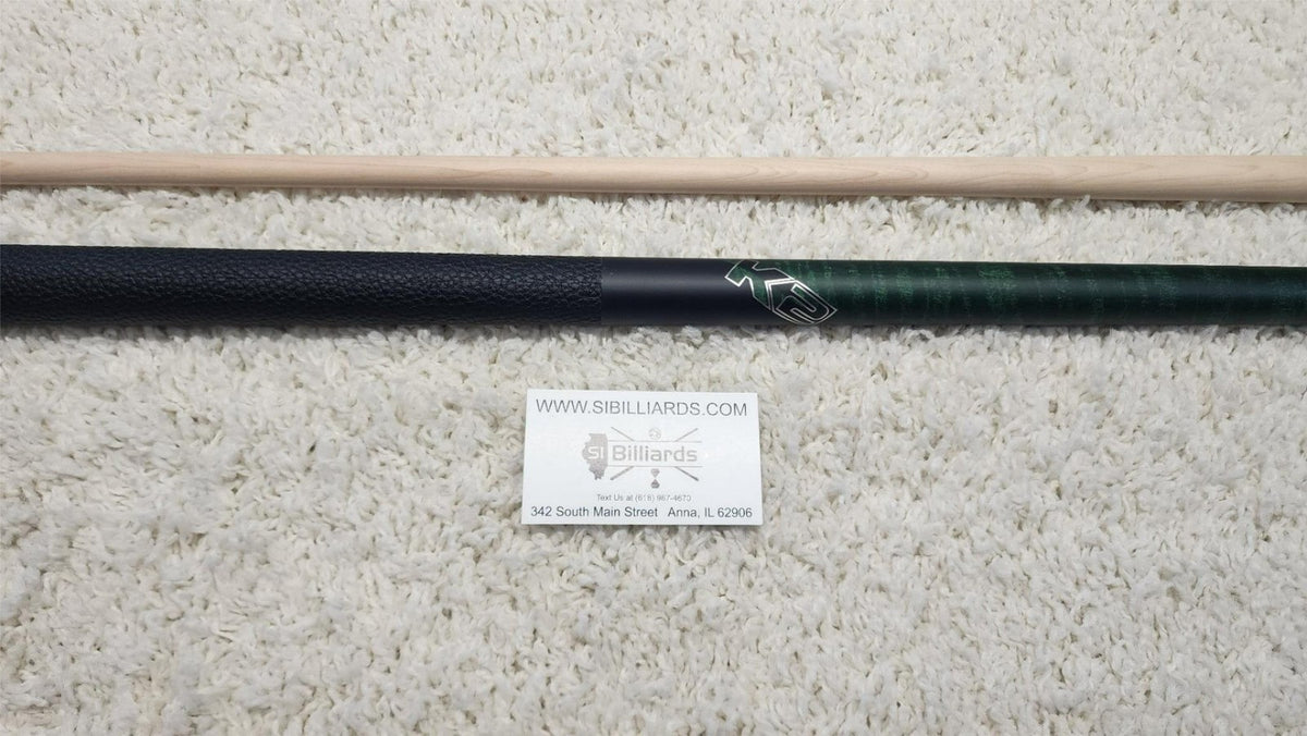 K2 Pool Cue Green Leather Wrap, 12.5mm Low Deflection Maple Shaft KLCGN