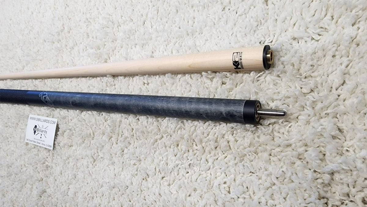 K2 Pool Cue KLCGY Grey Leather Wrap 12.5MM Low Deflection Playing Cue