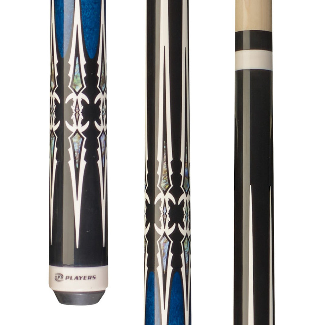 Players G4113 Black Blue Wrapless Pool Cue, Le Pro Tip, 15-Inch Taper