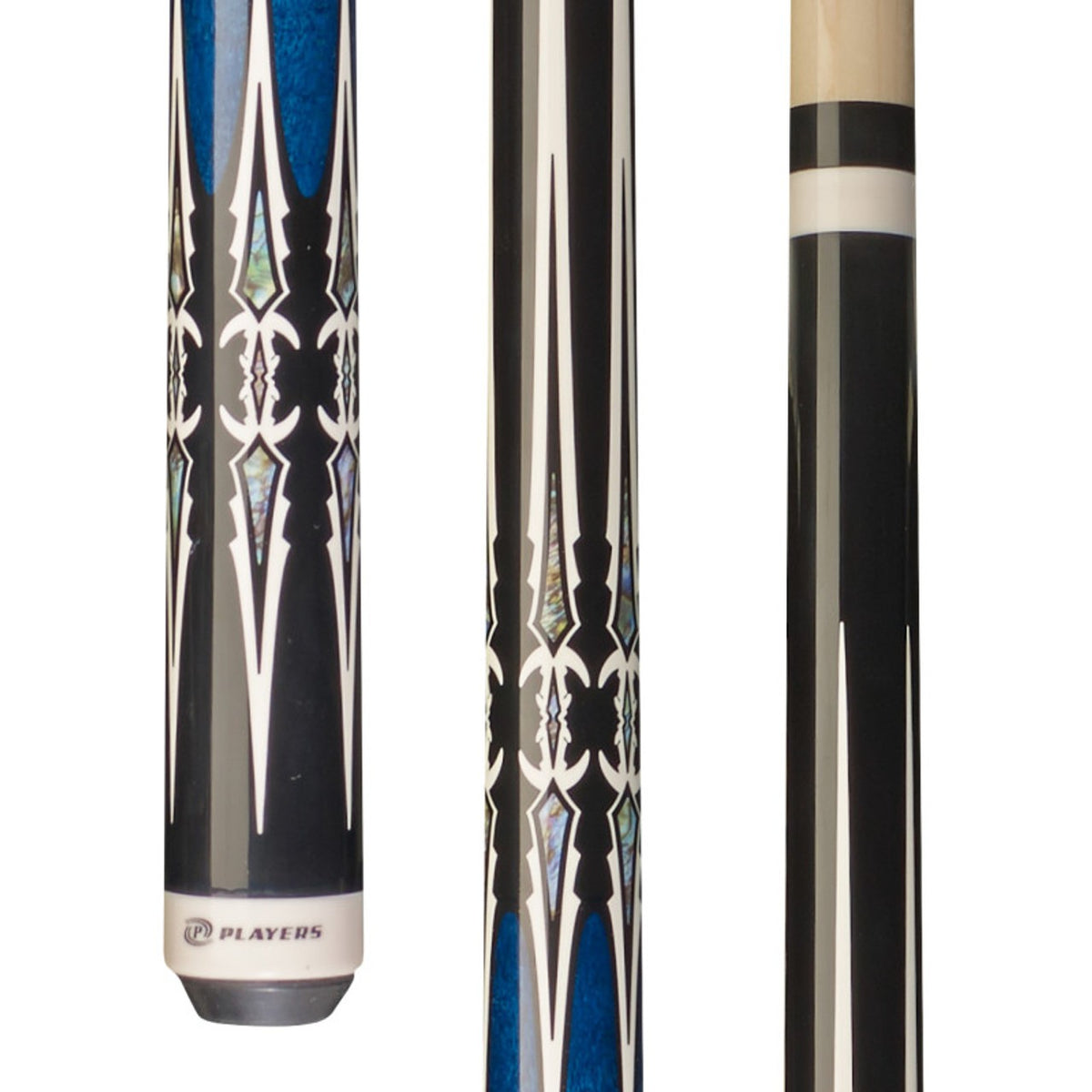 Players G4113 Black Blue Wrapless Pool Cue, Le Pro Tip, 15-Inch Taper