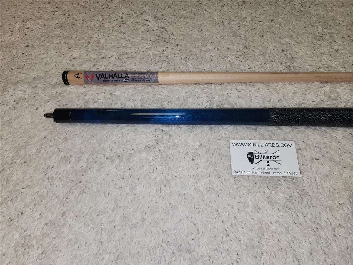 Valhalla VA113 Pool Cue, Blue Hard Rock Maple with Linen Wrap, 2-Piece