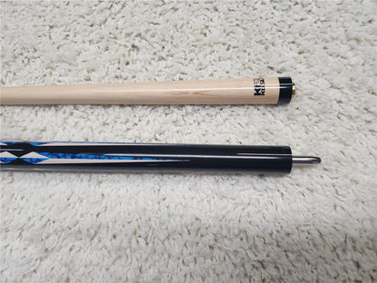 K2 POOL CUE KL141 Gloss Black, Turquois/White Floating Points, Blue Curly