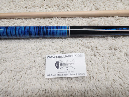 K2 POOL CUE KL141 Gloss Black, Turquois/White Floating Points, Blue Curly