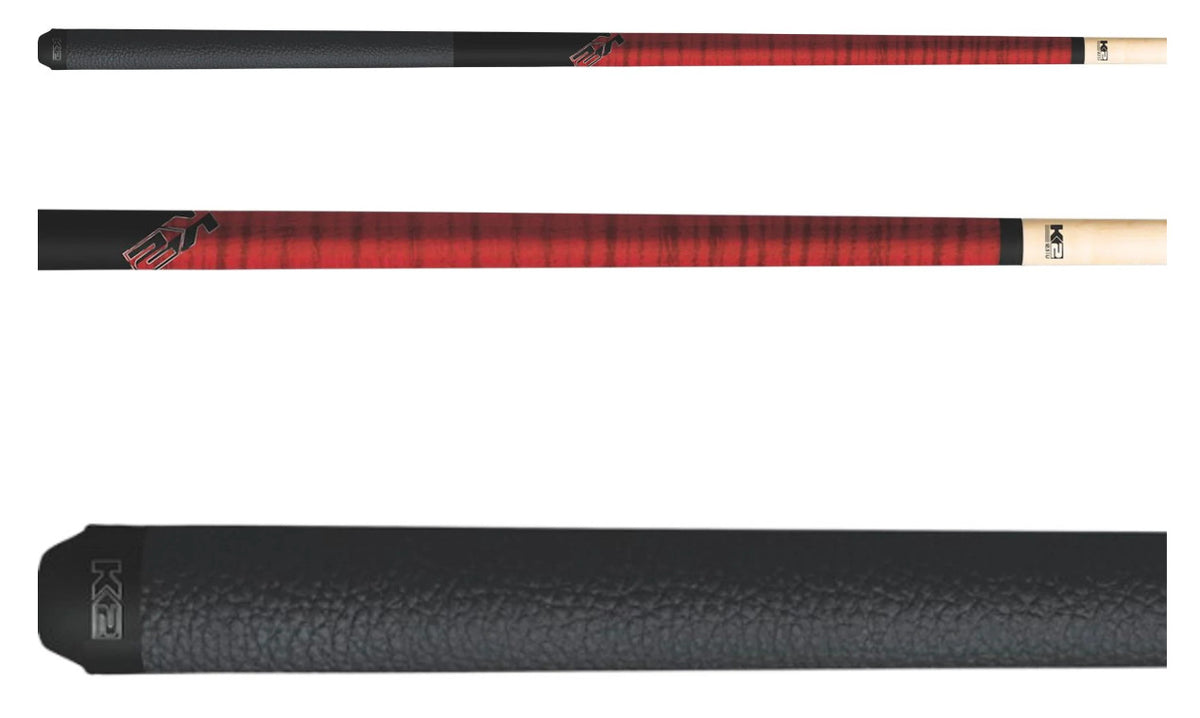 K2 Pool Cue KLCRD Red w/ Leather Wrap Play Cue w/ Low Deflection 12.5MM Shaft
