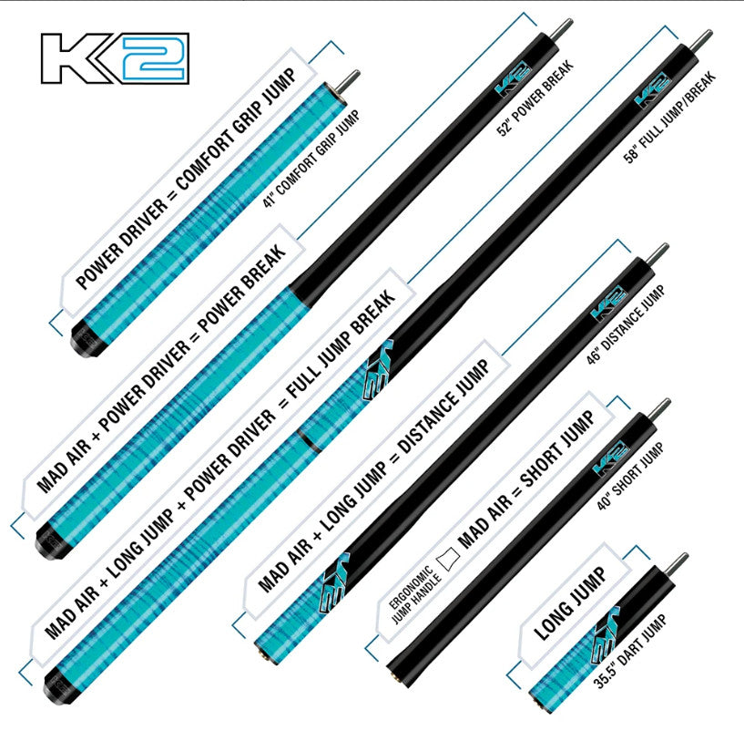 K2 KLJB2GY 6-N-1 Jump Break Gray Curly Design - Fast Shipping - Performance Cue