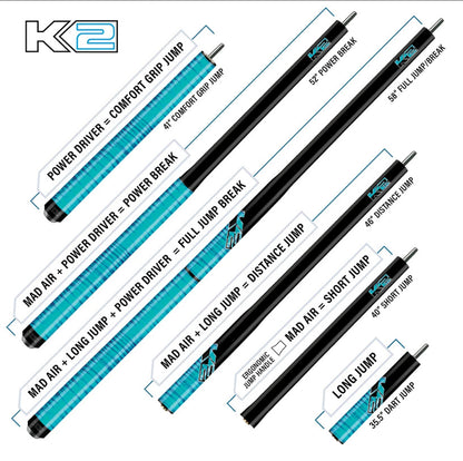 K2 KLJB2GY 6-N-1 Jump Break Gray Curly Design - Fast Shipping - Performance Cue