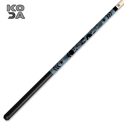 Koda KDV14BL Blue Skull and Chevron Graphic Pool Cue, 12.5mm Solid Maple Shaft