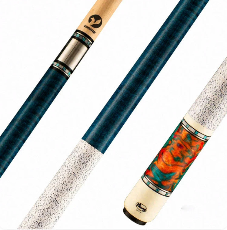 Viking Cues Twilight TW0308 Pool Cue, Vikore Shaft, Teal Birdseye Maple Cue