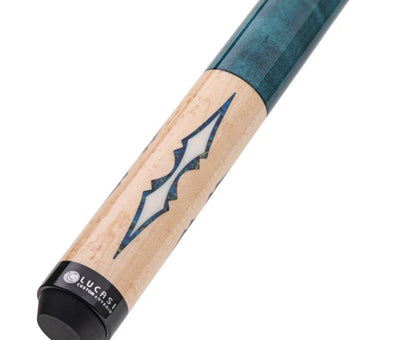 Lucasi LZC59 Custom Pool Cue Birdseye Maple Aquamarine Wrapless Handle
