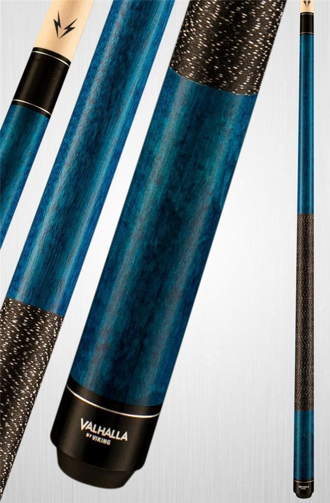 Valhalla VA113 Pool Cue, Blue Hard Rock Maple with Linen Wrap, 2-Piece