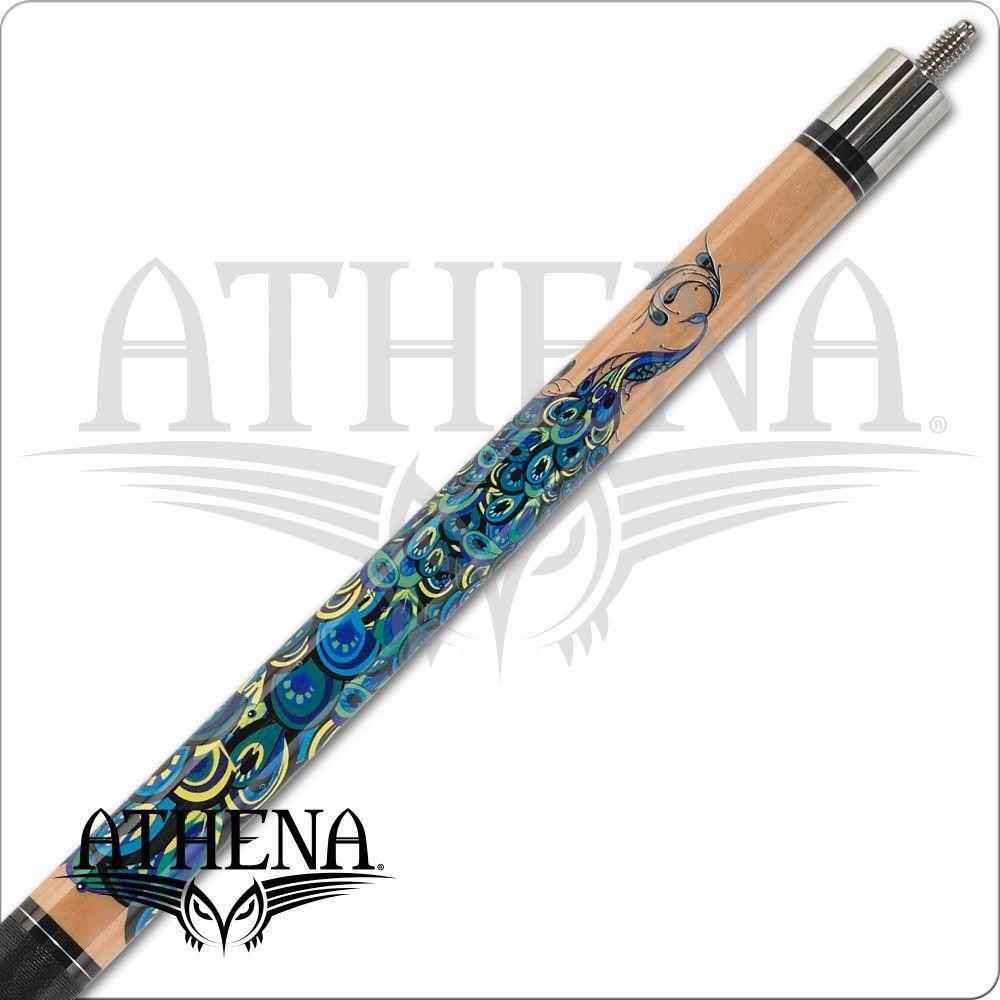 Athena ATH47 Pool Cue 19oz 57 Inch Peacock Design 12.5mm Maple Shaft