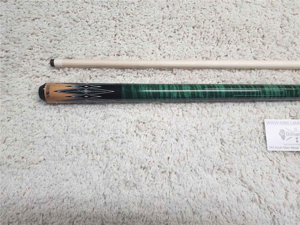 K2 POOL CUE KL180 Gloss Birdseye, Floating Green/Black Points, Wrapless