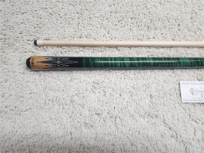 K2 POOL CUE KL180 Gloss Birdseye, Floating Green/Black Points, Wrapless