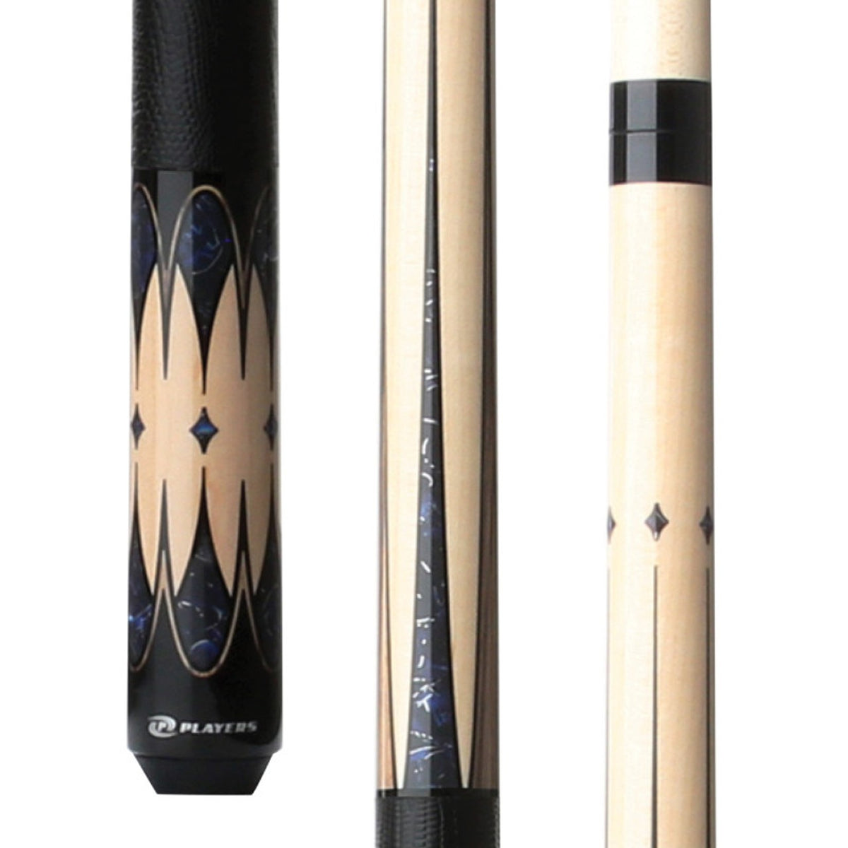 Players Natural Maple &amp; Blue Stone Cue with Black Linen Wrap! Free Shipping!