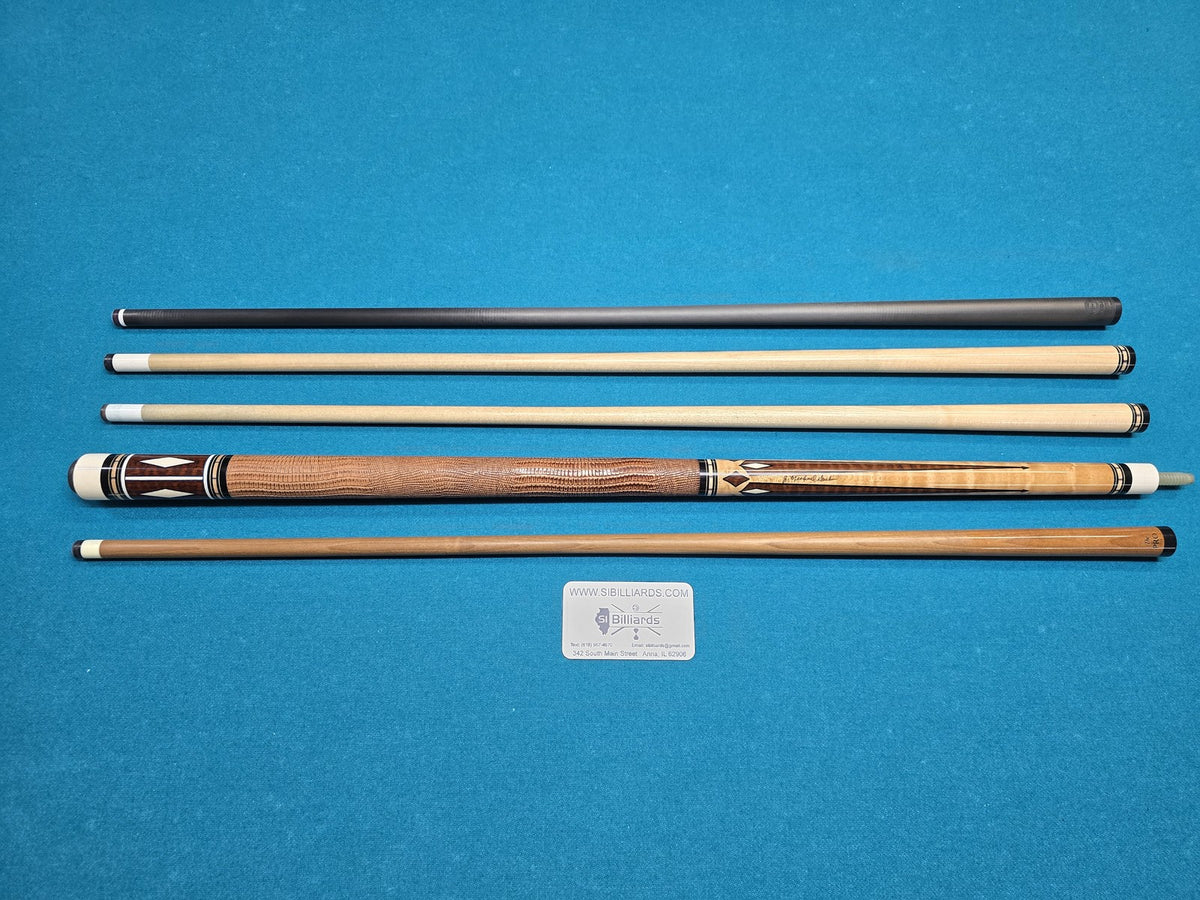 Michael Durbin Custom Pool Cue with 4 Shafts, Leather Wrap, Floating Points