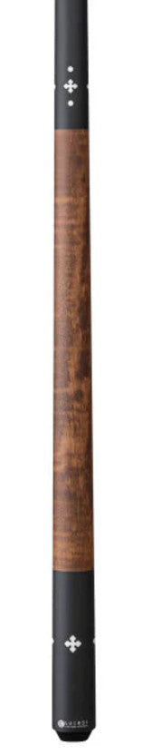 Lucasi LZC58 Custom Walnut Curly Maple &amp; Matte Black/Imitation Bone Wrapless Cue