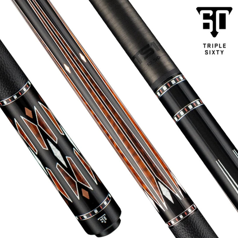 Triple 60 Carnivale CN3 Premium Pool Cue Ebony Snakewood Inlays 15.2oz