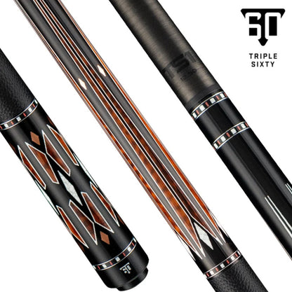 Triple 60 Carnivale CN3 Premium Pool Cue Ebony Snakewood Inlays 15.2oz