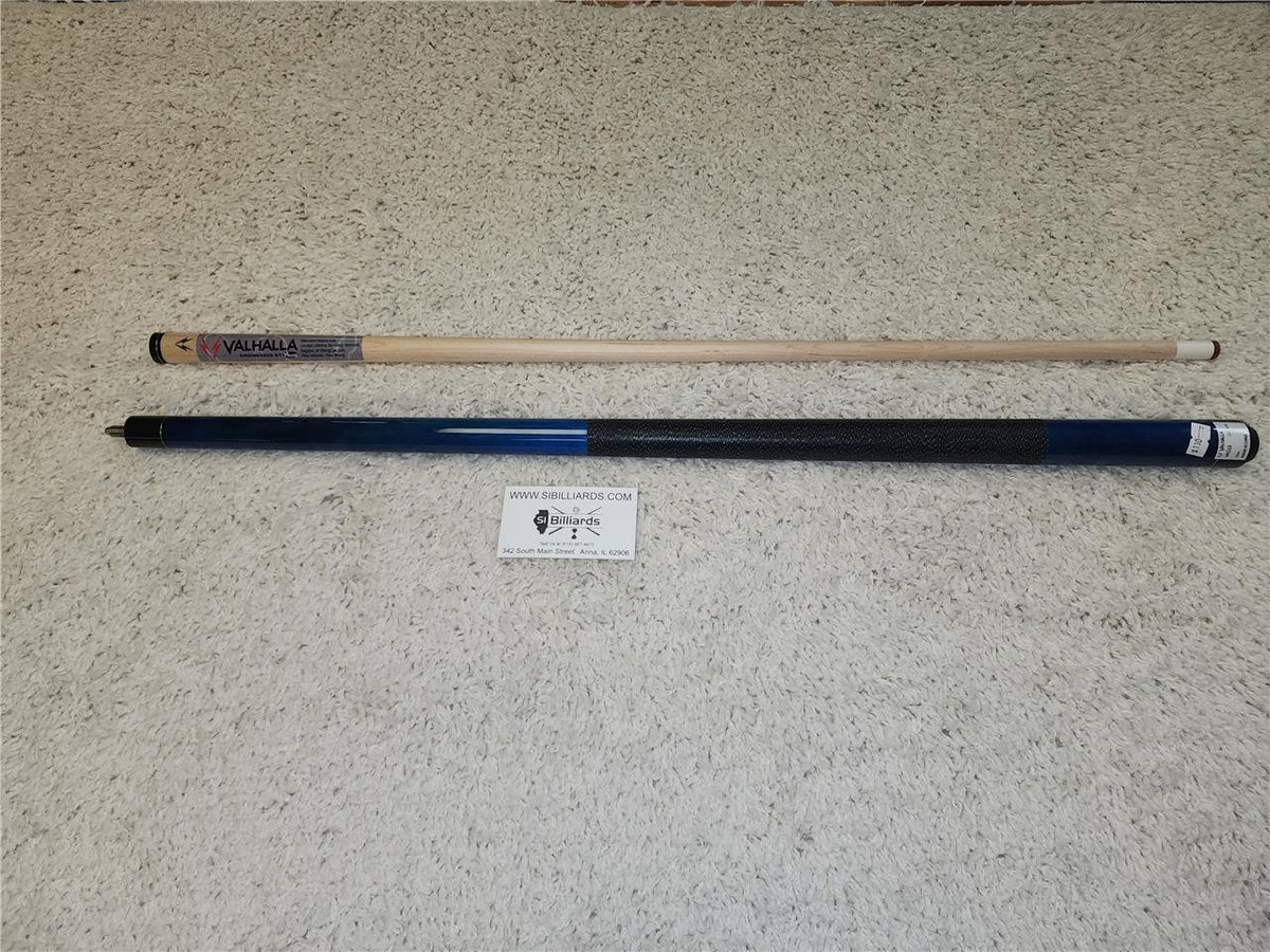 Valhalla VA113 Pool Cue, Blue Hard Rock Maple with Linen Wrap, 2-Piece