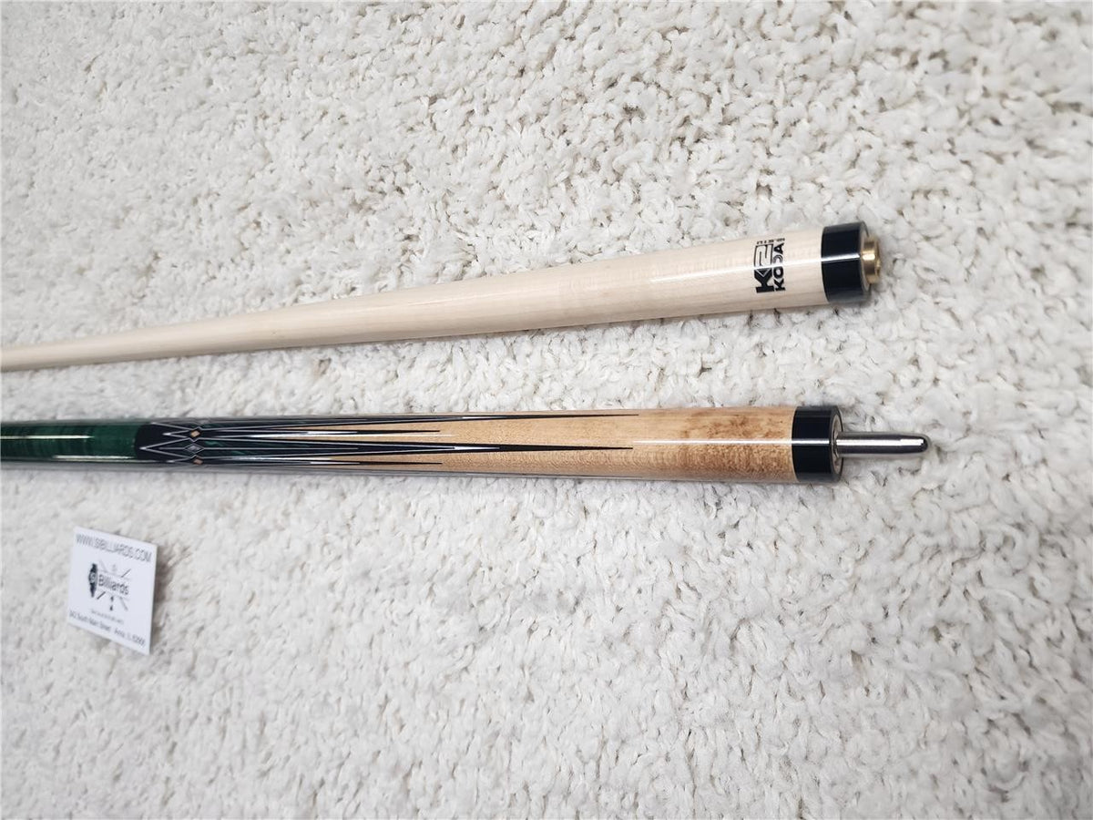 K2 POOL CUE KL180 Gloss Birdseye, Floating Green/Black Points, Wrapless