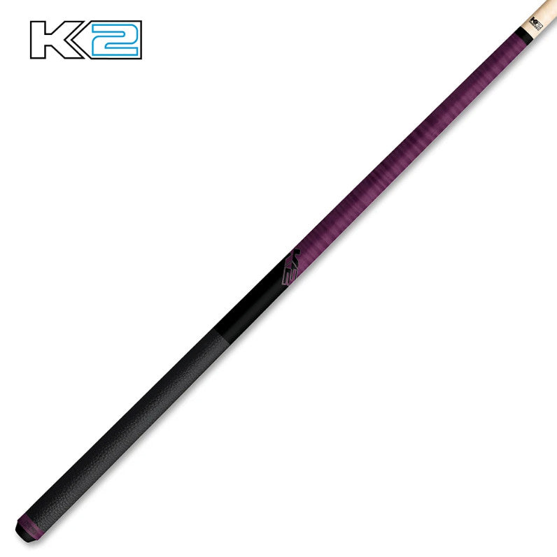 K2 Pool Cue KLCPL Purple w/ Leather Wrap Play Cue w/ Low Deflection 12.5MM Shaft