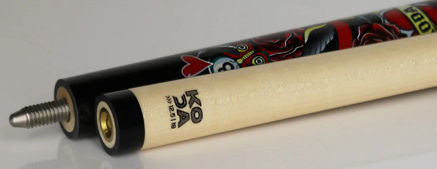 Koda Sports KDV20 Pool Cue 19oz Black Eightball Rose Graphic 12.5mm Tip