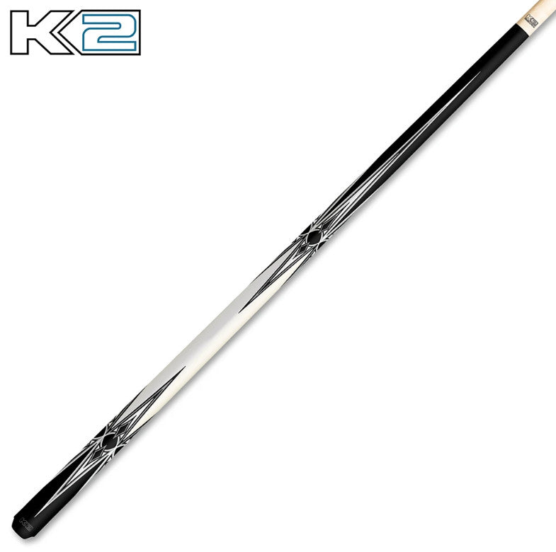 K2 KL160 Pool Cue Matte Black White 11.75mm Low Deflection Shaft Uni-Loc