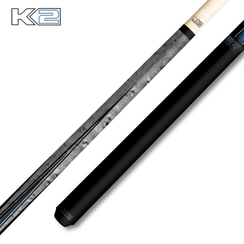 K2 KLLE1N No Wrap Pool Cue, Gray Maple, Blue Points, 12.5mm LD Shaft